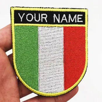 Vlastní vlajka ITÁLIE název patche osobní žehlička na háček zálohování vyšívané