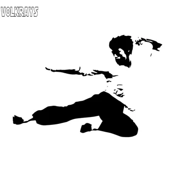 Volkrays Osobnosti Auto Samolepky Bruce Lee Příslušenství Relfective Vodotěsné Vinyl Obtisk Černá/Stříbrná,9 cm*14cm