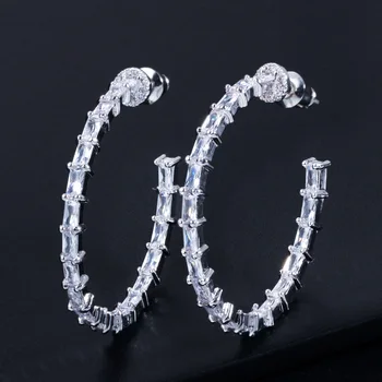 Vysoce Kvalitní Zirkony Kruh Hoop Náušnice Módní Šperky Pro Ženy Okouzlující Kruh Hoop Náušnice Pro Svatební Šperky