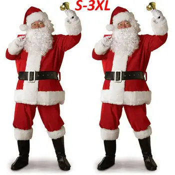 Vánoční Kostým Santa Claus Dospělé Cosplay Santa Claus Pánské Oblečení 5ks/lot Oblek Fantazie Šaty Plus velikosti S-XXXL