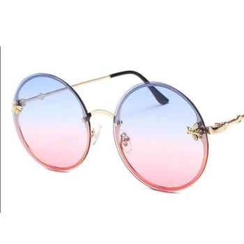 Včelí Kulaté sluneční Brýle, Luxusní Značkové Odstíny, Velký Rám Sluneční Brýle Muži Retro Gradient sluneční Brýle, Ženy, Roztomilé Červené Brýle UV400