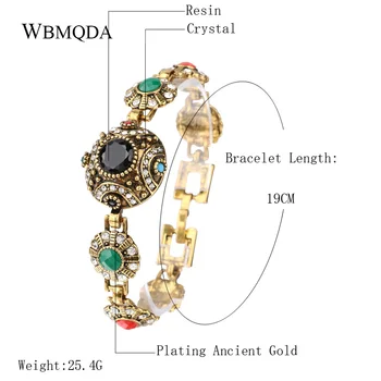 Wbmqda Bohémský Módní Náramky Starožitné Zlaté Barevné Květinové Náramky Pro Ženy Vintage Svatební Etnické Indické Šperky