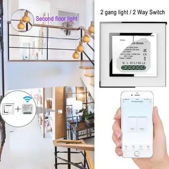 Wifi Vypínač, 2 Gang 2 Způsob, jak Regulátor 10A 2300W Smart Switch Modul Časovač Ovládání Kompatibilní Alexa Google IFTTT Inteligentní Život