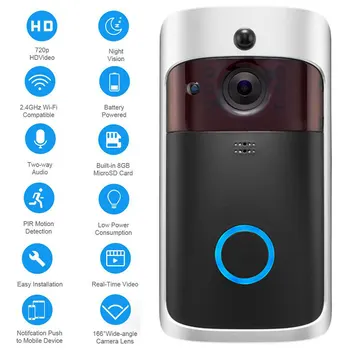 WiFi Zvonek Smart IP Video Intercom Volání Fotoaparát Zvonek App Control Smart Home Apartment IR Alarm Bezdrátové Bezpečnostní Kamery
