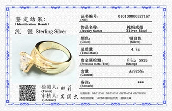 YANHUI Evropský a Americký Styl Značky Real 925 Sterling Silver&Gold Snubní Prsteny Jemné Šperky CZ Ženy Prsteny R166-7