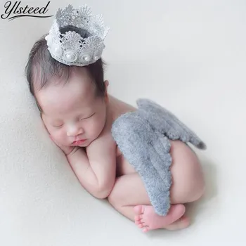 Ylsteed 2019 Novorozence Fotografie Rekvizity Dítě Andělská Křídla + Koruna Čelenka Kojenecké Focení Oblečení Baby Vlasy Příslušenství