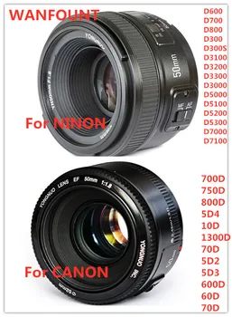YONGNUO Objektiv YN50mm f1.8 YN EF 50mm f/1,8 AF Objektiv YN50 Clony Automatické zaostřování Objektivu pro Canon EOS 60D 70D 5D2 5D3 600d DSLR Fotoaparáty