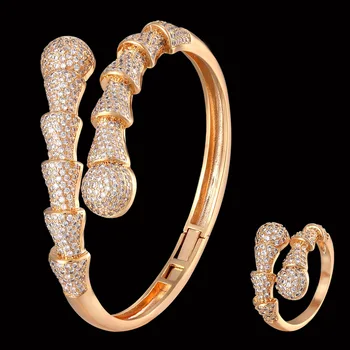 Zlxgirl šperky módní dámské velikosti celé kolo mirco dlážděna zirkony svatební náramek a prsten šperky sady Africké náramek v Dubaji