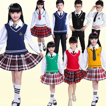 Základní škola, dětské oblečení, dětský sbor výkon kostýmy chlapci a dívky nosit uniformy, Školní uniformy uniformy