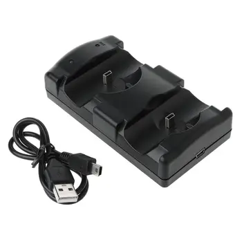 Černá Univerzální USB Powered Dual Dvojitá Nabíječka Stojan Dock Nabíjecí Stanice pro PS3 Move Wireless Controller