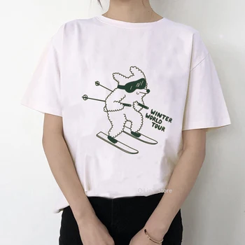 Žena Retro 90. let Legrační Bílé Tričko Graphic Karikatury Tisk Krátký Rukáv Šaty Ženy Ležérní tričko Letní Módní Topy Tee