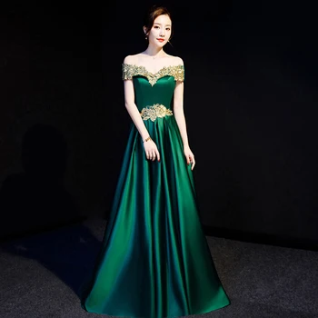Žena Výroční Setkání Plné Délce Šaty Sexy Off Rameno Qipao Letních Nové Elegantní Cheongsam Královské Ženy Vestidos Krajky Trim