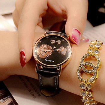 Ženy Hodinky YAZOLE Luxusní Značky Quartz Hodinky Módní Ležérní Kožený Řemínek Červené Ženy Šaty Hodinky Montre Femme Quartz-hodinky