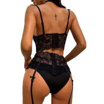 Ženy Sexy Krajkové spodní Prádlo Set Vyhloubeny Slim Fit V-neck spodní Prádlo Podprsenky Kalhotky Exotické Oblečení, Košilky Oblečení Sady S-XL