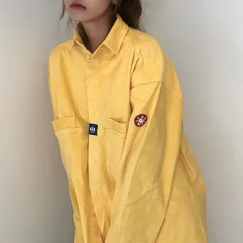 Žluté Multi-kapsa cargo bunda Muži Ženy 1:1 Vysoce Kvalitní Manšestrové Kabáty Cav Zabránit Vintage Zip Bundy