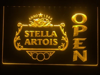 040 - Stella Artois OTEVŘÍT Pivo Bar LED Neonové Světlo Znamení
