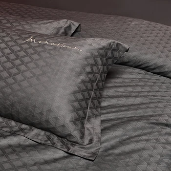 1000TC Bavlněné ložní prádlo tmavě šedá žakárové ložní prádlo přehoz přes postel peřinu povlak na polštář 4ks sada lůžkoviny Bed Set