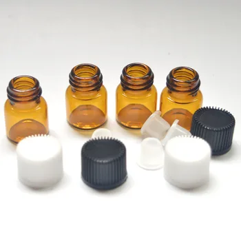 100ks 1 ml hnědých Skleněných lahvičkách pro jednorázové použití Esenciálních Olejů Parfém Kapalina Malou Láhev Deodorant Kontejnery