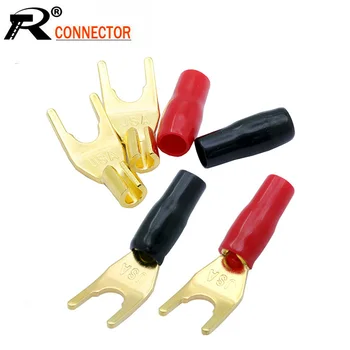 100ks/lot Y/U Rýč Banana Plug Wire Konektor Pozlacené Reproduktoru Banana Plug Adaptér Vidlice, Rýč Audio Konektor