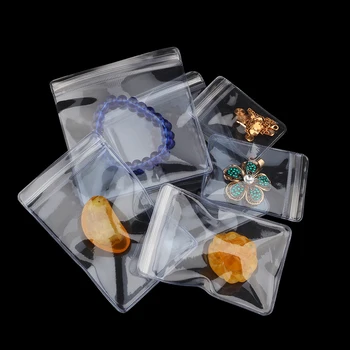 100ks Plastové Šperky Ziplock Sáčku Tlusté Plastové PVC Anti-oxidační Kroužky Korálky Pearl Balení Taška Skladování taška