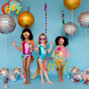 10KS 4D Disco Helium Fóliové Balónky Happy Birthday 1. baby sprcha Party Dodávky Svatební Party Dekorace Balón Děti hračky