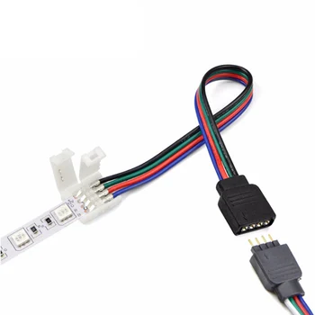 10PCS 15 cm 4 Pin 5050 3528 LED RGB Konektor Prodlužovací Kabel Drát LED Pás Clip