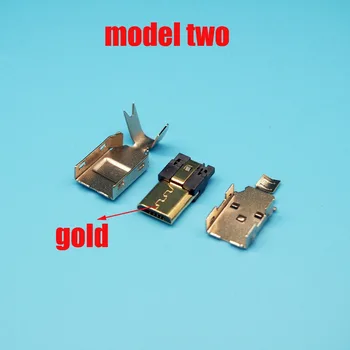 10set/lot 3 v 1 DIY Micro usb 5P konektor samec Solderable kovové bydlení
