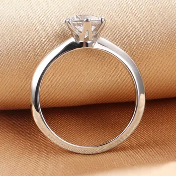 1ct Moissanite Prsteny pro Ženy S925 Sterling Silver Platinum Pozlacený Zásnubní Prsteny Špice Nastavení Diamantový Prsten D Barva Třídy