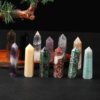 1KS Přírodní Klenot Crystal Point Stick,Ametyst, růženín, Energie, Minerální Zpracování Kamene Crystal Sloupec Řemesla Domácí Dekoraci