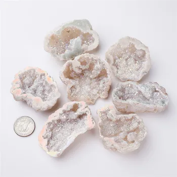 1ks Přírodní quartz achát geode kámen barevné pokovování krystaly surové kameny