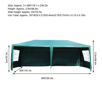1set 3X6m Venkovní Terasu, Altán Zelené Svatební Baldachýn Ochranu proti UV záření Party Stan s Carry Bag