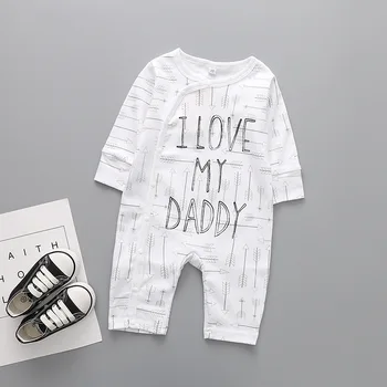 2018 Dětské Oblečení Novorozence kombinézy Baby Boy Girl Romper Oblečení Dlouhý Rukáv Kojenecké miluju mmmy tatínek tisk 1 9 12 Měsíců