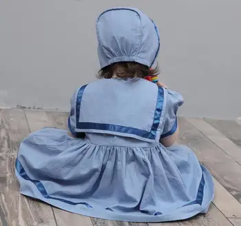 2020 Baby Boutique Oblečení španělská Dívka Letní Námořnické Bavlněné Šaty Infant 1. Narozeniny Tunika Batole Dívka Vintage Oblečení Set