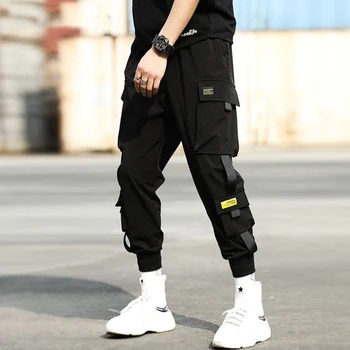2020 Hip Hop Boy Multi-kapsa Elastický Pás Harem Kalhoty Pánské Streetwear Punk Ležérní Kalhoty Běžce Mužský Kotník-délka Kalhoty Pánské