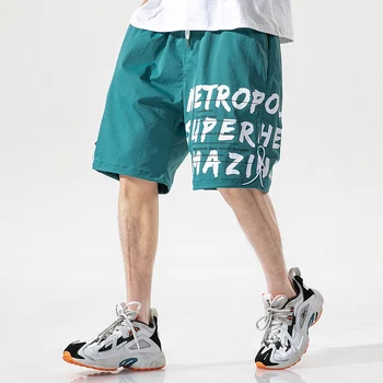 2020 Módní Dopisy Tištěné Muži Streetwear Šortky Homme Bavlněné Kolena Délka Bermuda Krátké Kalhoty Muži