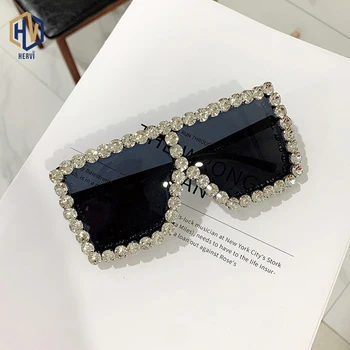 2020 Nadrozměrné Náměstí Barevné sluneční Brýle, Ženy, Velký Rám Luxusní Crystal Sluneční Brýle Ženské Drahokamu Brýle UV400 очки