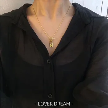 2020 Nový Korejský Vintage Zlato, Stříbro Barva Náhrdelník Pro Ženy Kovový Zámek Náhrdelník Módní Šperky Příslušenství