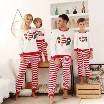 2020 nový Rodinný Vánoční Pyžamo Dlouhý Rukáv Bavlna Otec, Matka, Dcera, Syn dítě Odpovídající Oblečení Vánoční Pyžamo rodiny