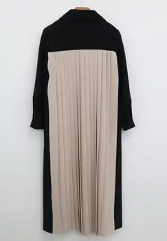 2020 Podzim Nový Dlouhý Rukáv Oblek Šaty Ženy Vintage Ruched Double Breasted Dlouhé Větrovka Bunda Dámské Vroubkované Límce Šaty