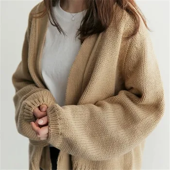 2020 podzim nový korejský módní styl líný volné krátké pletené svetr svetr kabát student dívka
