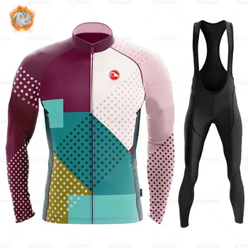 2020 Winter Fleece Pro Cyklistické Jersey Sada Mountian Kolo Oblečení Nosit Ropa Ciclismo Závody Na Kole Cyklistické Oblečení Set