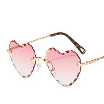 2021 Nové Módní Srdce Sluneční Brýle Muži Ženy Trend Přechody Luxusní Elegantní Slitiny Kovový Rám, Barva Čočky Červená Kvalitní Sluneční Brýle