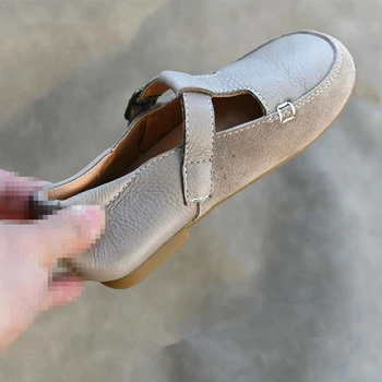 2021 Pravé Kůže Dívky ležérní boty Jaře a na podzim Děti školní boty Hovězí kůže chlapci kožené boty Dětské měkké boty