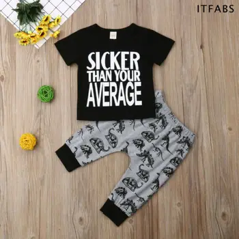 2KS Děti Chlapci Oblečení T-shirt Topy+Kalhoty Set Batole Podzimní Oblečení Tepláky