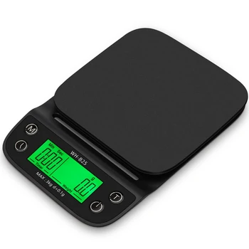 3 kg 0.1 g Digitální Kávy Kuchyňská váha, Časovač, LCD Odkapávací Váhy S Miskou Jídla, Vaření, Pečení Mincíře Váhy Zeleně Podsvícený