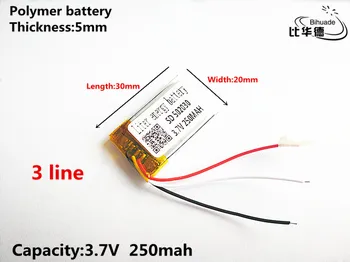 3 line Dobrá Qulity 3.7 V 250mAH,502030 Polymer lithium-ion / Li-ion baterie pro HRAČKY,POWER BANK,GPS,mp3,mp4