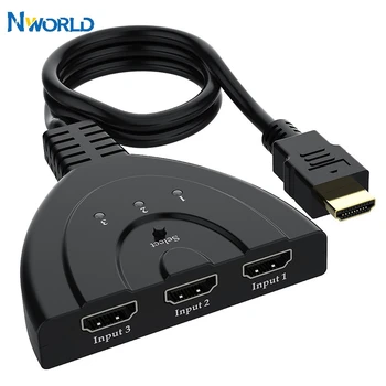 3 Port Mini HDMI-kompatibilní Přepínač Splitter Pro XBOX 360, PS3/4 HDTV 3D Přehrávač, Počítač, HD 1080P 3v1 Výstupní Adaptér USB Kabel