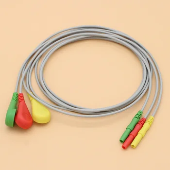 3-vede EKG/EKG din1.5 holter kabel, Leadwire Elektrody snap je pro jednorázové elektrody pad,KD/IEC.