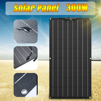 300W Solární Panel 12V Nabíječka Solární Napájecí Systém Kit Kompletní Flexibilní Přenosné Monokrystalického Dobíjecí ETFE