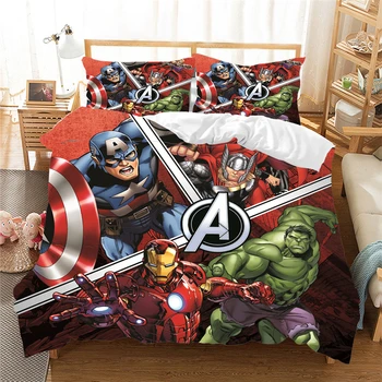 3D Queen King size Ložní prádlo Set The Avengers Super Hrdina Kapitán Amerika Peřinu Sady Bedcloth s Polštáře Domácí Textil